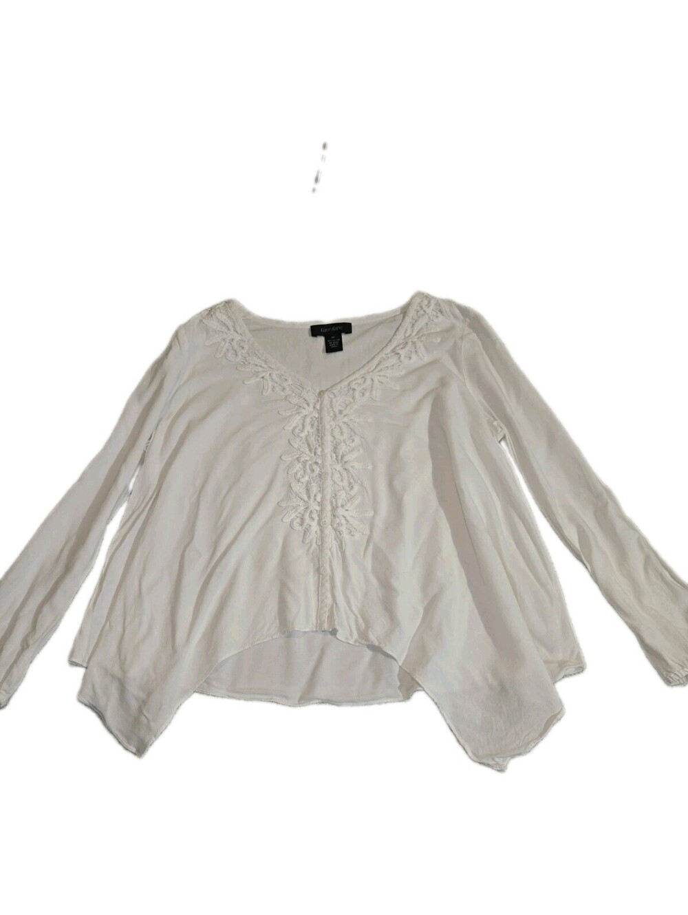 Karen Kane Peasant Top Sz M L/S Cottage Feminine Boho Embroidered Fairy
